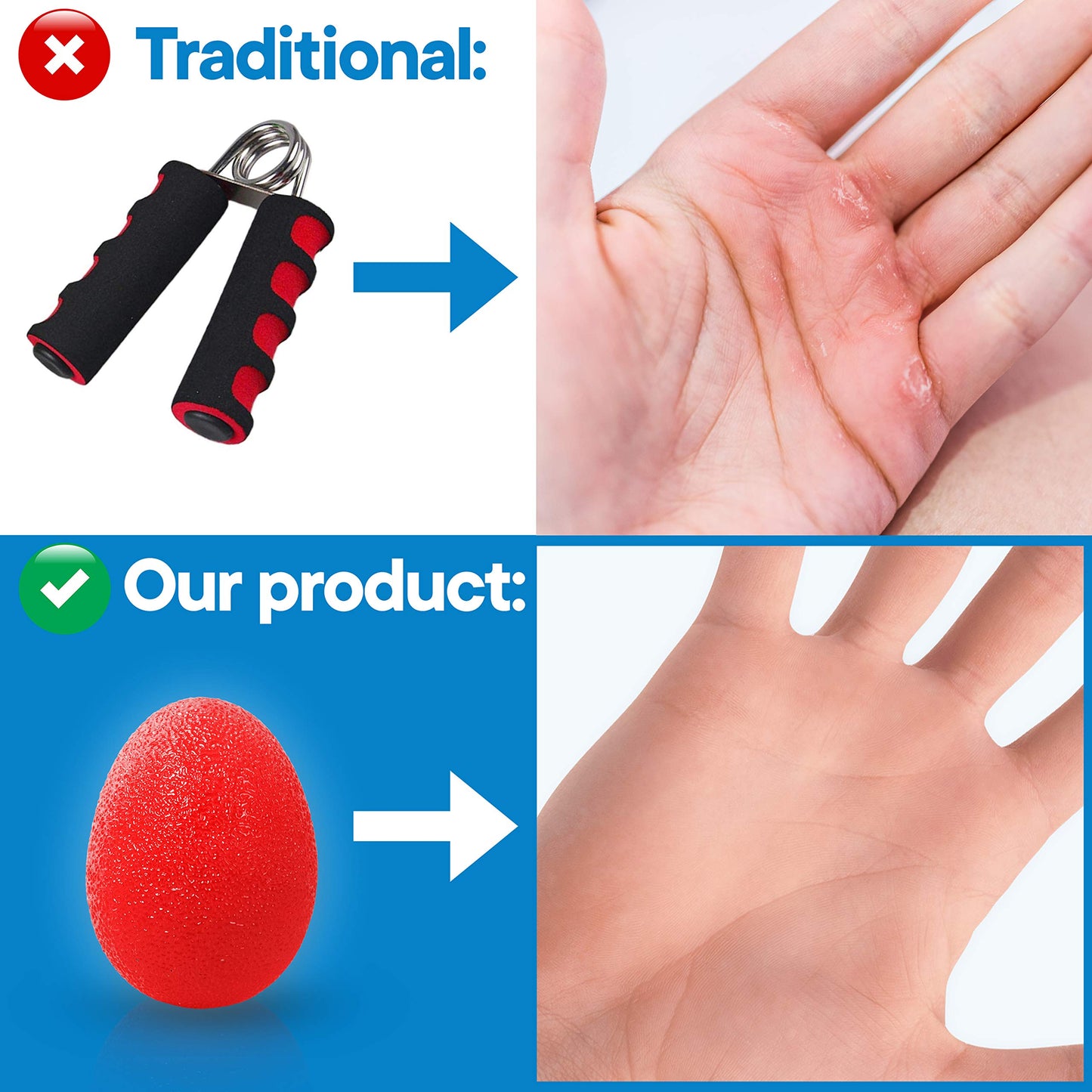 RMS 4-Pack Hand Exercise Balls - Physical & Occupational Therapy Kit for Strengthening Grip & Reducing Stiffness - Arthritis Pain Relief Exerciser for Rehabilitation, Fidget, Stress Relief