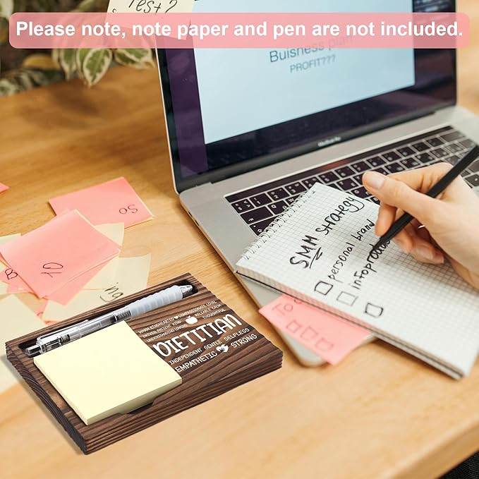 Registered Dietitian Appreciation Gifts, Thank You Gift for Registered Dietitian Nutritionist, Student Nutritionist Office Gifts, Sticky Note Holder Wooden Notepad & Pen Holder 6.5" x 4.7" - FTA264