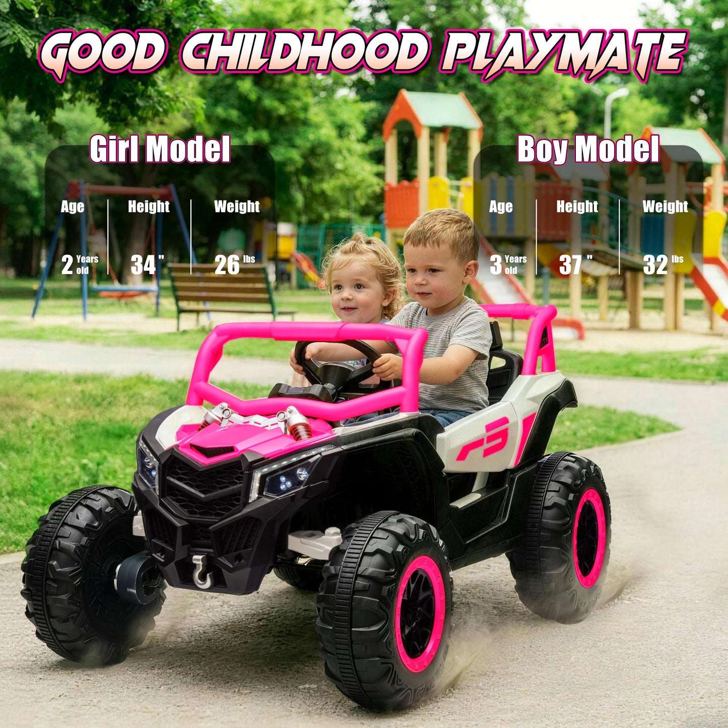 24V Ride On Car for Kids w/Remote Control, JOYRACER Battery Powered Off-Road UTV, 4x150W Motors,4 Shock Absorbers, 4.5 Mph Max Speed, Bluetooth, MP3, Lights, Electric Car for Big Kids