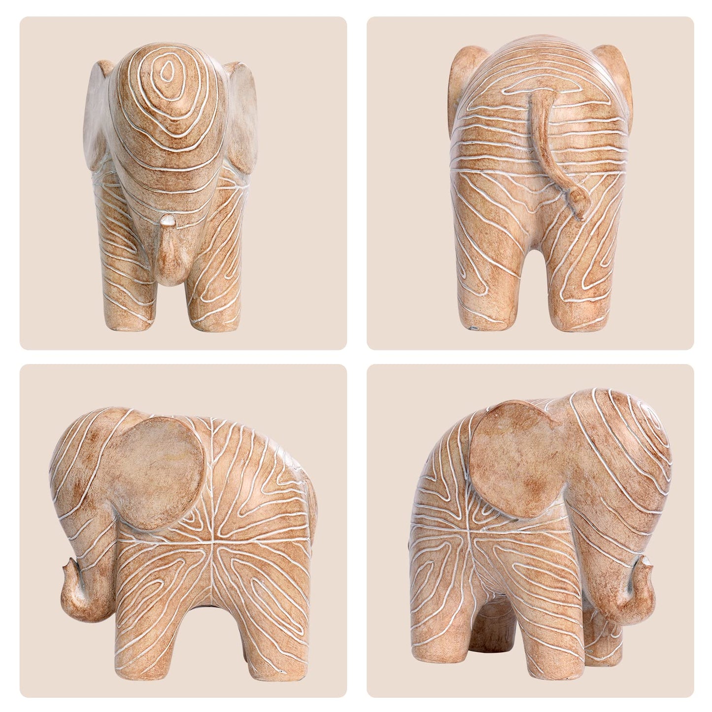 Kakizzy Elephant Statue, African Animal Decor, Wooden Elephant Gift for Women, Boho Decor for Living Room, Shelf, Office（1Pack, Big）