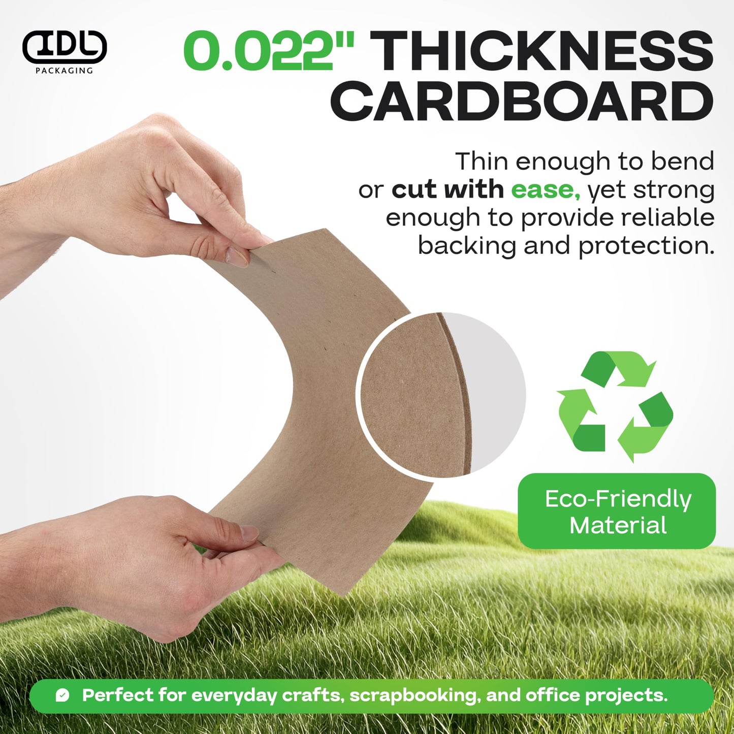 Chipboard Sheets 8.5" x 11", Pack of 50 - USA-Made Cardboard Sheets for Scrapbooking, Framing - Heavy-Duty 0.022" Thickness Brown Cardstock - Chip Board Pads for Crafts, DIY Projects by IDL Packaging