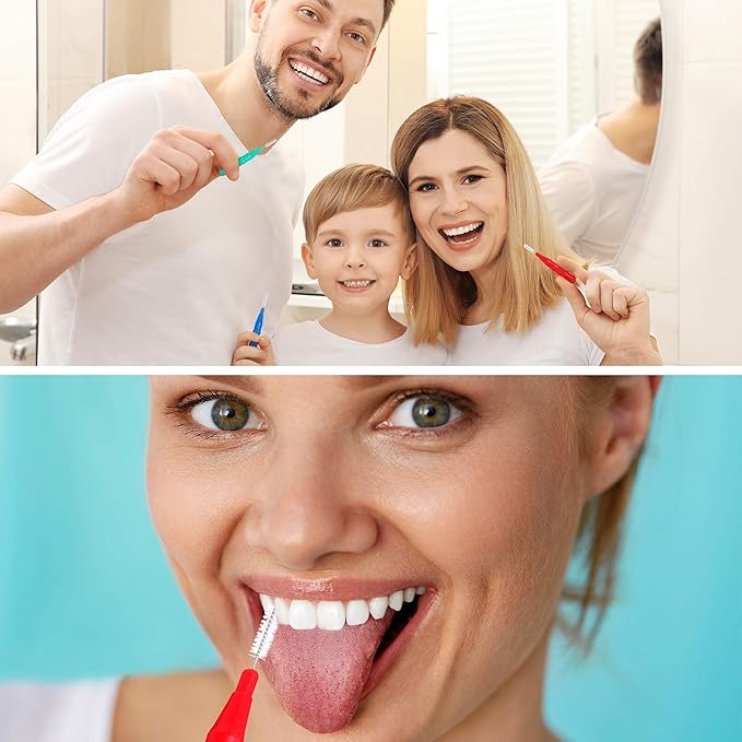 BBTO 100 Pcs Braces Dental Brush Flosser for Cleaner Interdental Brush Toothpick Tooth Flossing Head Oral Dental Toothpick Cleaners Cleaning Tool(Red, Blue, Green, Light Green, Orange)