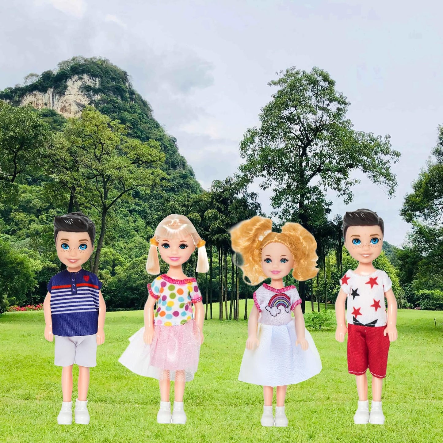 ONEST 10 Sets 5 Inch Mini Dolls with Doll Clothes Party Grown Outfits Doll Accessories for Kids