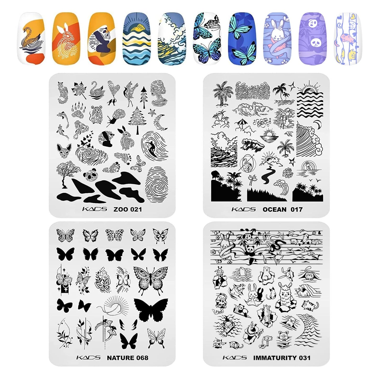 KADS 20Pcs Nail Stampig Plates with Stamper and Scraper Kit Nail Stamp Template Stencil Nail Art Design DIY Tool