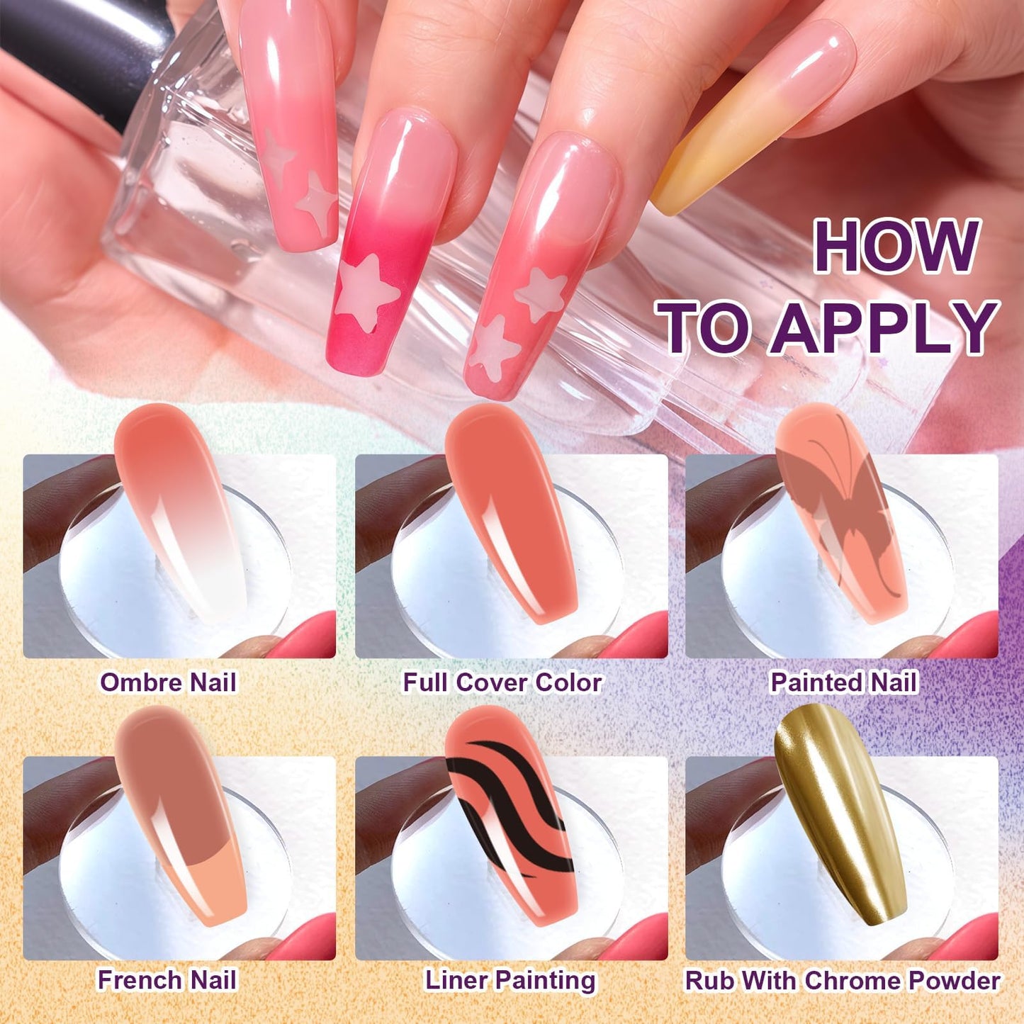 U-Shinein 9 Colors Pat Painting Nail Gel Sponge Set,Hema＆TPO Free,6-in-1 Gradient Ombre Paint Nails Gel Palette for Blooming,Nail Color,Liner Gel,French Nail,Chrome Powder,No Wipe,DIY Nail Art(E)