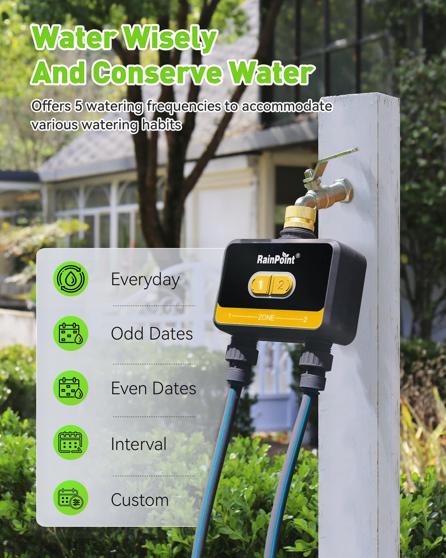 RainPoint WiFi Water Timer for Garden Hose with Brass Inlet,Yellow