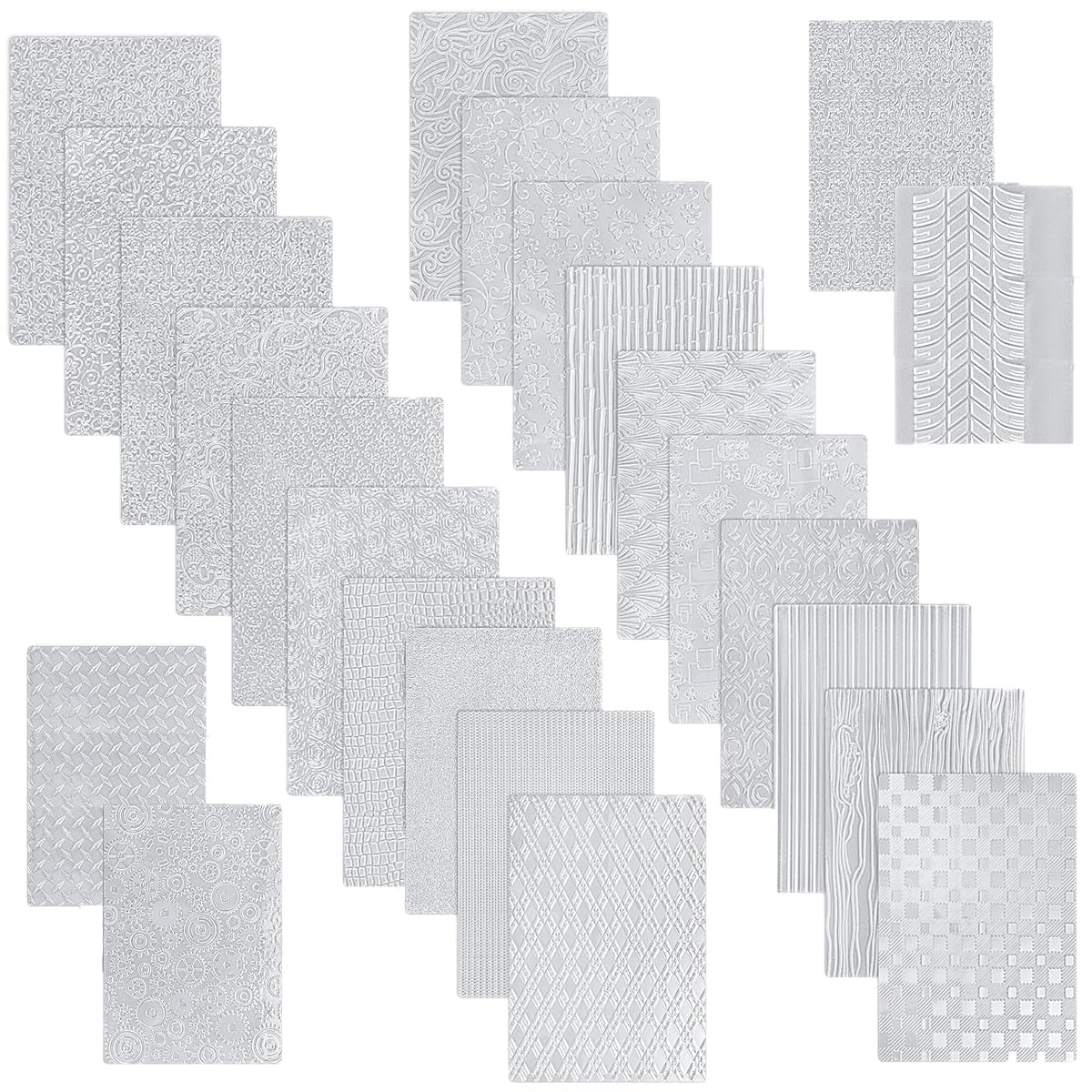 24 Pcs Polymer Clay Texture Sheets Boho Embossing Texture Sheet 17 x 25 Clay Texture Sheets for Pottery Earrings Jewelry Making