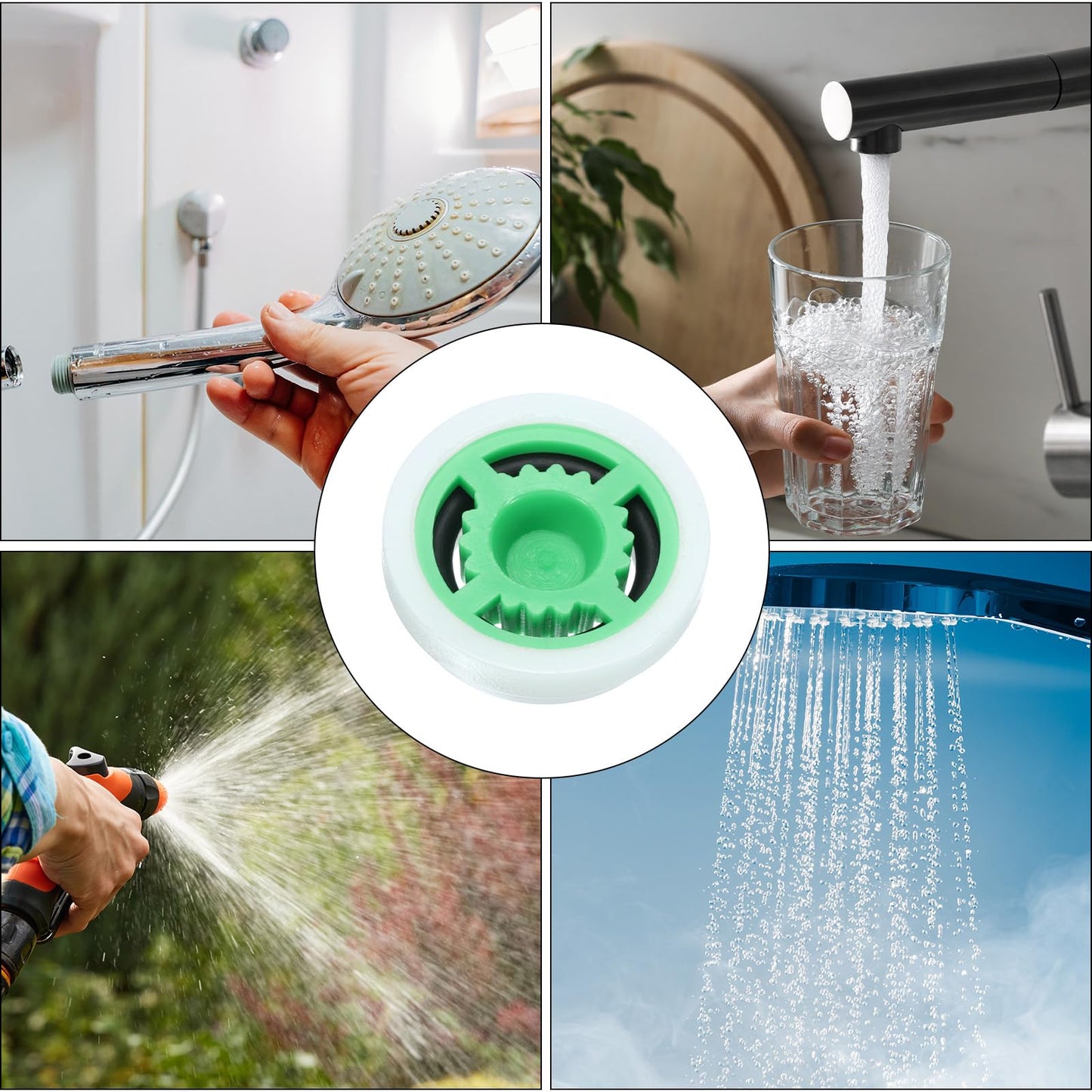 uxcell Shower Flow Reducer Set, 10 Pcs 2.0gpm Water Flow R, Green, Unfinished, POM Material