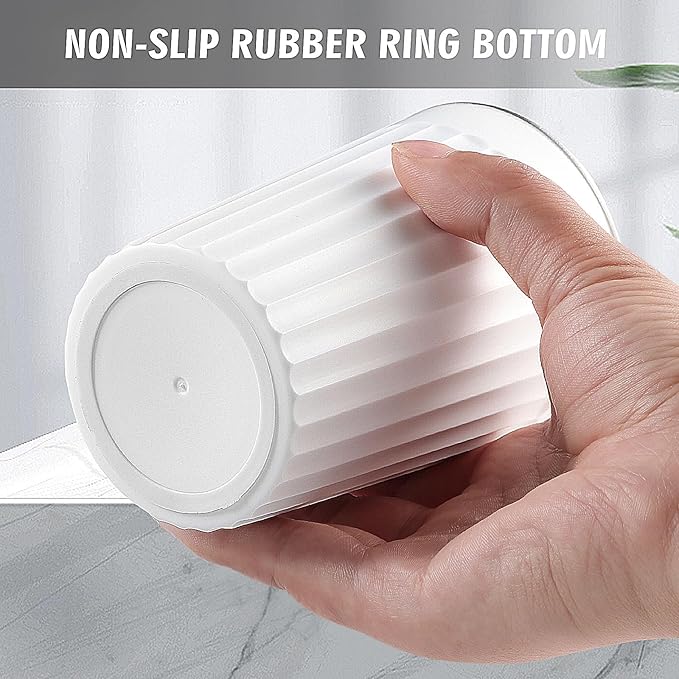 Toothbrush Holder for Bathroom-12oz Unbreakable Stainless Steel Bathroom Cup,Easy to Clean Toothbrush Cup, Reusable Bathroom Tumbler Cups for Home/School/Office(3" x 4.5") (White)