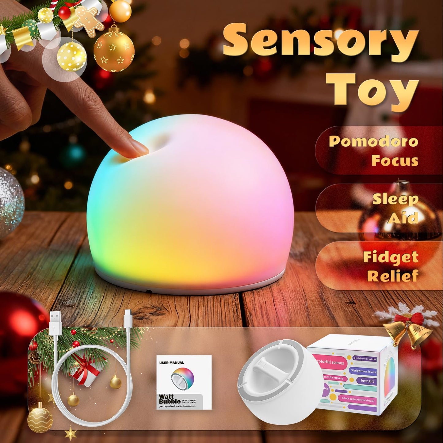 Night Light for Kids, Soft Egg Light with 13 Colors Changing Mode, Interactive Tap Light Stress Relief, LED Sensory Light Ball, Adjustable Brightness Globe Lamp Christmas Gifts, Auto-dim in 30 Minutes