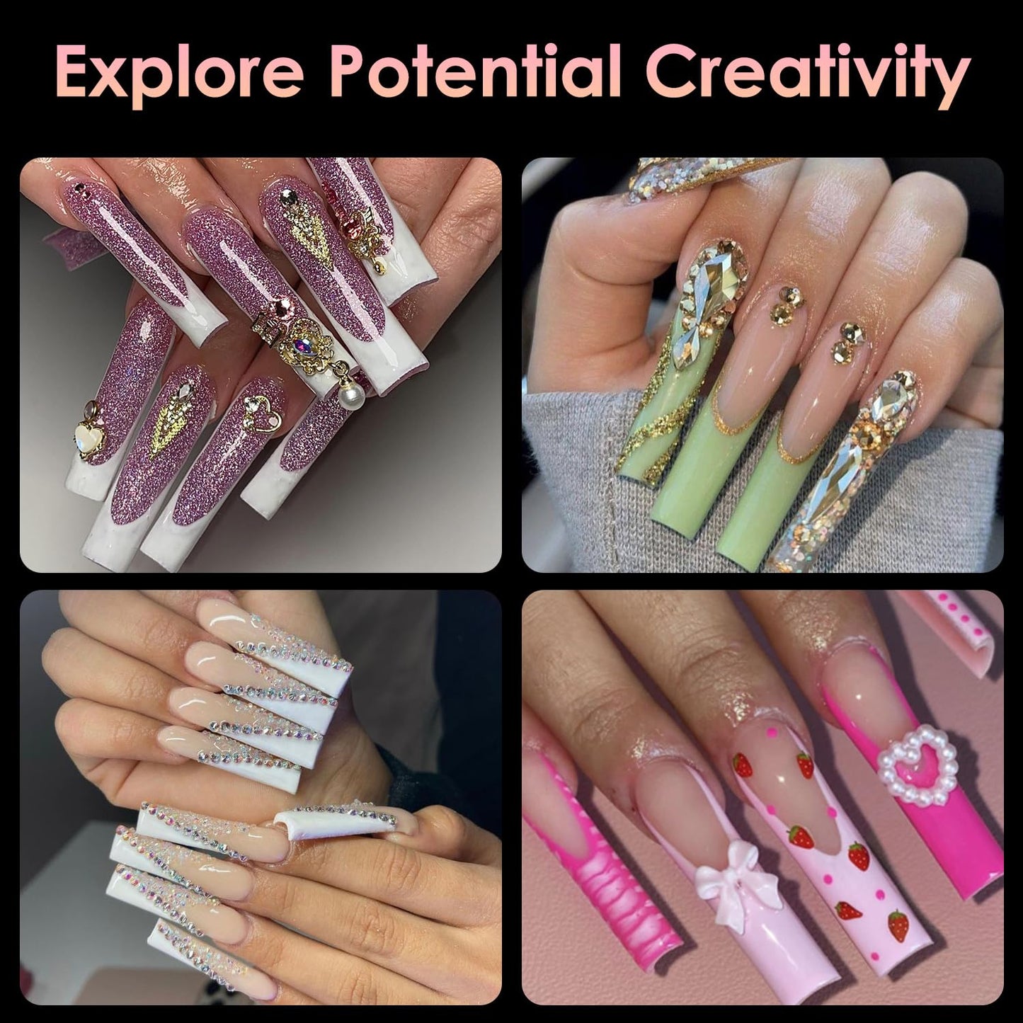 XXXL Half Nail Tips,BORNBYME No C Half Square Nail Tip Long Clear Nail Tips for Acrylic Nail Extension
