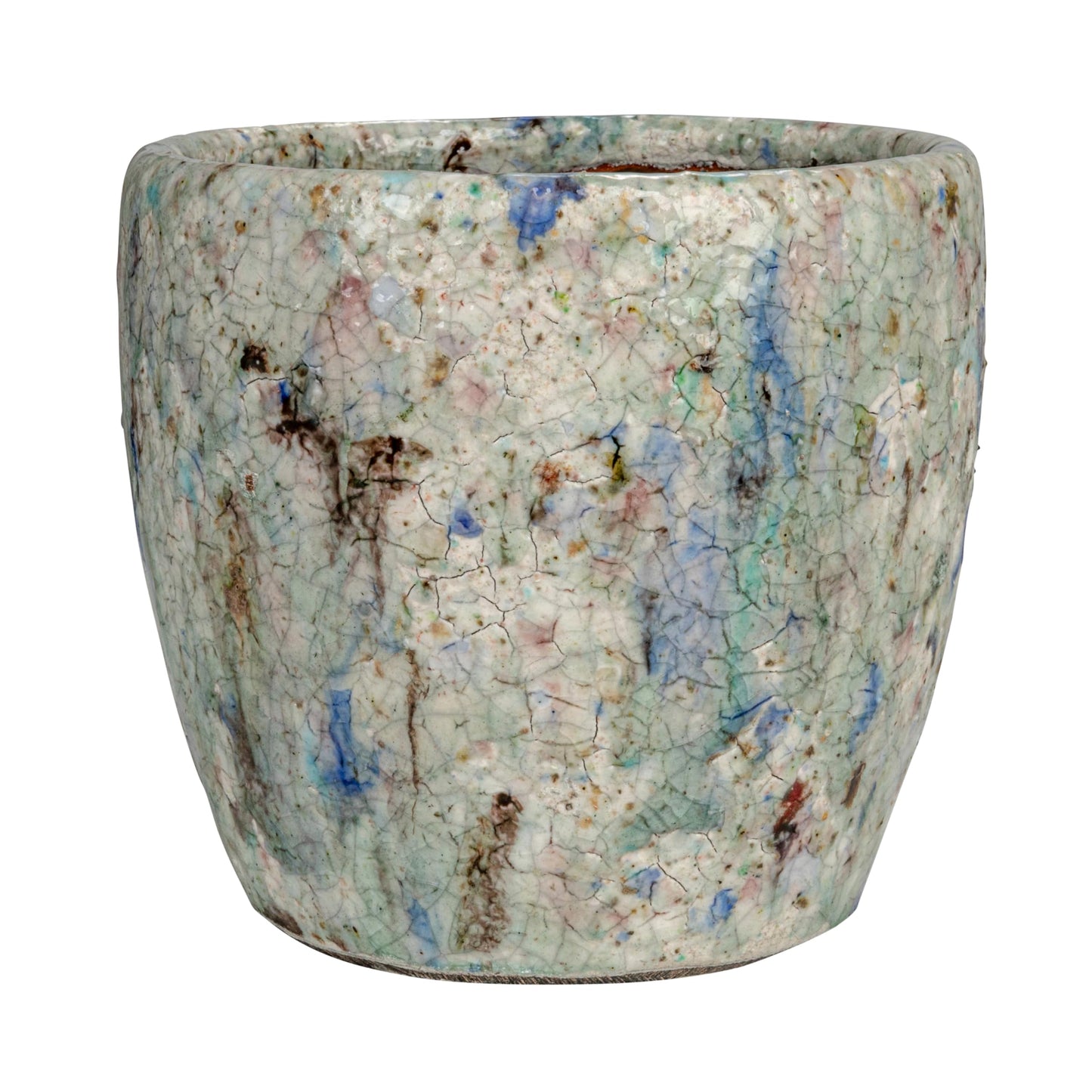 Creative Co-Op Terra-Cotta Planter with Crackle Glaze, Blue