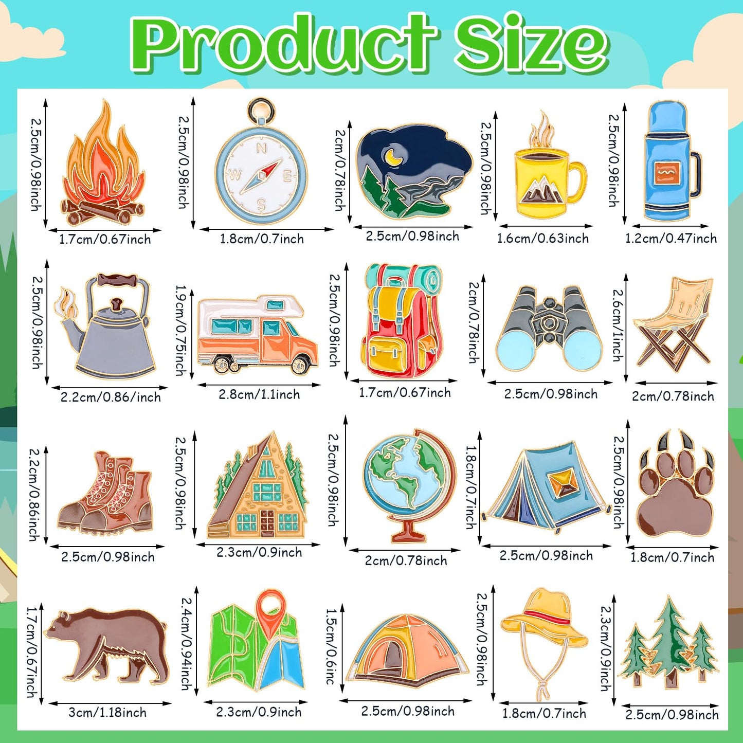 SANNIX 60pcs Camping Enamel Pins, Camp Lapel Pins Outdoor Adventure Brooch Camping Decor Camping Party Supplies Gifts for Campers Clothes Backpacks Hat Jacket Accessories