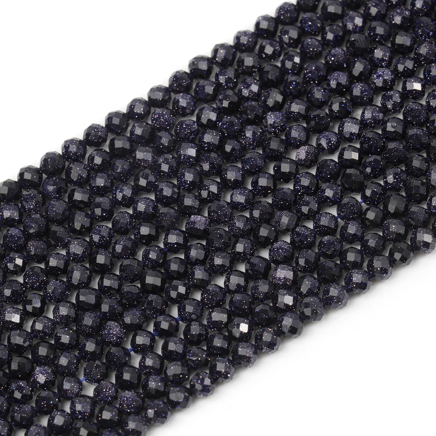 Song Xi 120pcs 3mm Natural Blue Sandstone Gemstone Beads Faceted Round Loose Stone Beads for Jewelry Making (1 Strand)