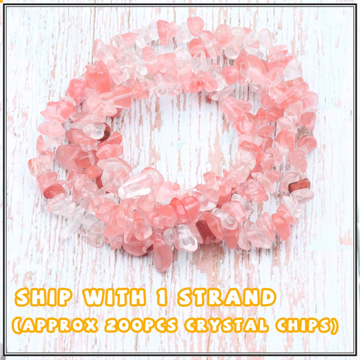 500 pcs Natural Chip Stone Beads, Glass Cherry Crystal 5-8 mm Irregular Gemstones Healing Crystal Loose Rocks Bead Hole Drilled for Jewelry Making Bracelet