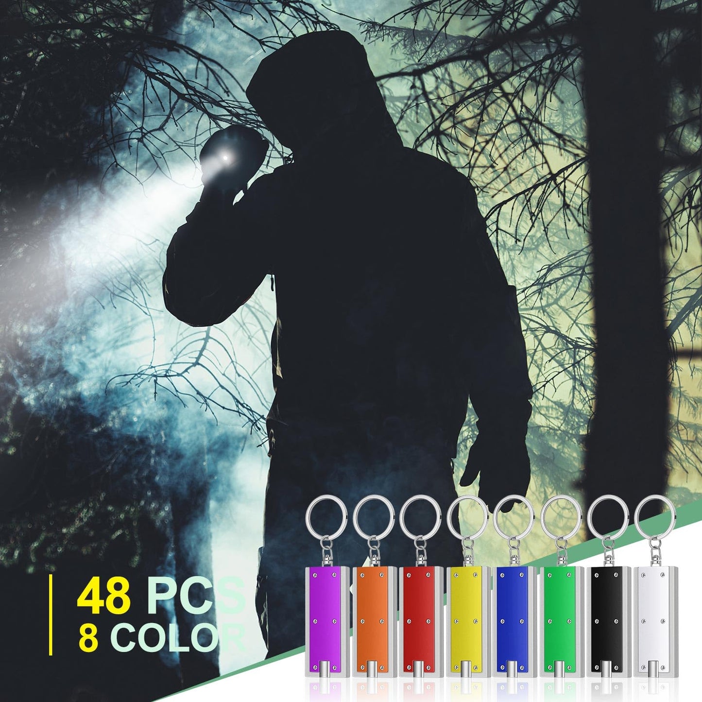 Hicarer 48 Pieces Flashlights Keychain Bulk Mini Powerful LED Keychain Lights Portable Flashlight for Emergency Camping Outdoor Equipment Party Bulk Gifts
