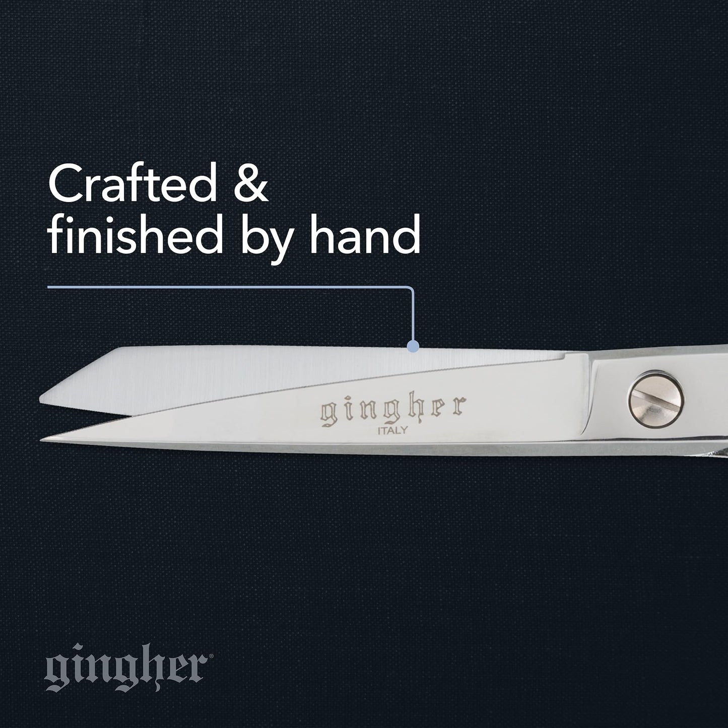 Gingher 8" Serrated Dressmaker's Fabric Scissors with Protective Sheath, Stainless Steel Shears that Grips Fabric, Sharp Knife Edge Fabric Scissors, Chrome Plated Nickel Finish