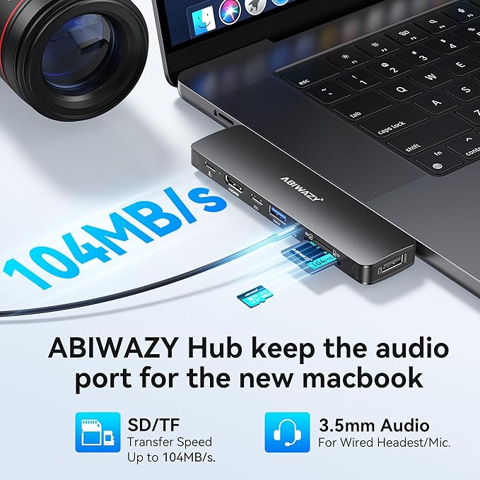 USB C Adapter HDMI USB Multiport Hub,8 in 2 Accessories with HDMI,Thunderbolt 3,USB C and 3 USB A 3.0 Data Ports SD TF Card Reader, Audio(Black)