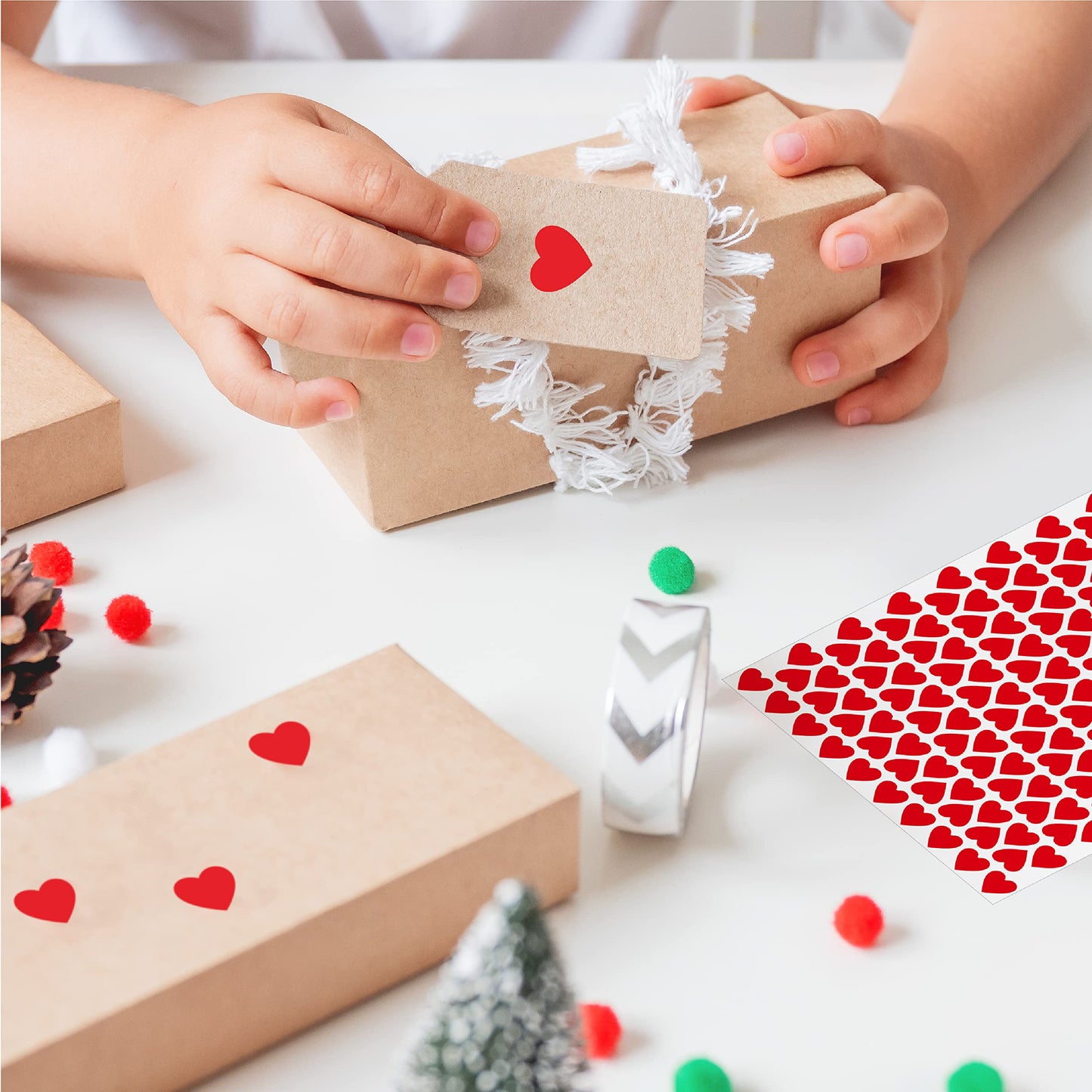 1810 PCS Heart-Shaped Red Stickers, Permanent Love Labels on 10 Sheets for Party Favors, Invitation Seals, Gift Packaging, Boxes and Bags (1/2” in Diameter)