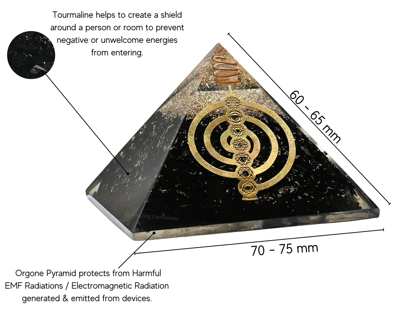 Amazing Gemstone Large Black Tourmaline Chakra Reiki Orgonite Pyramid | Organ Pyramids Positive Energy Healing