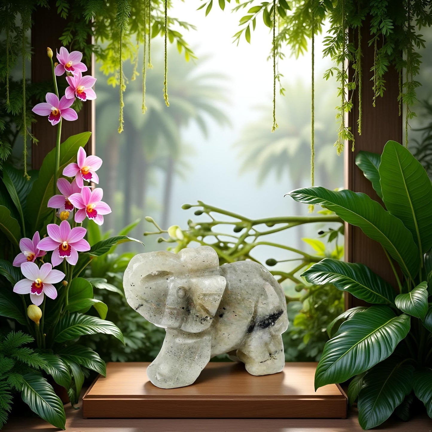 SquarezhenBo Elephant Ornament, Elephant Statue, Jade Stone Handcraft Natural Green Jade Stone Elephant Statue Decor Toys in Hand Home Décor Accents Sculptures (Grey)