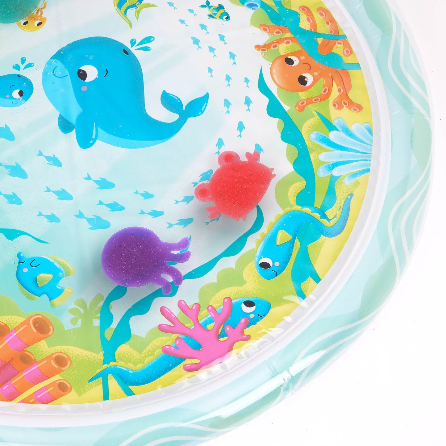B. toys – Baby Inflatable Tummy Time Mat 6 Removable Sea Animals Water Activity Mat for Babies Easy to Clean – 6+ Months Wonder Waves