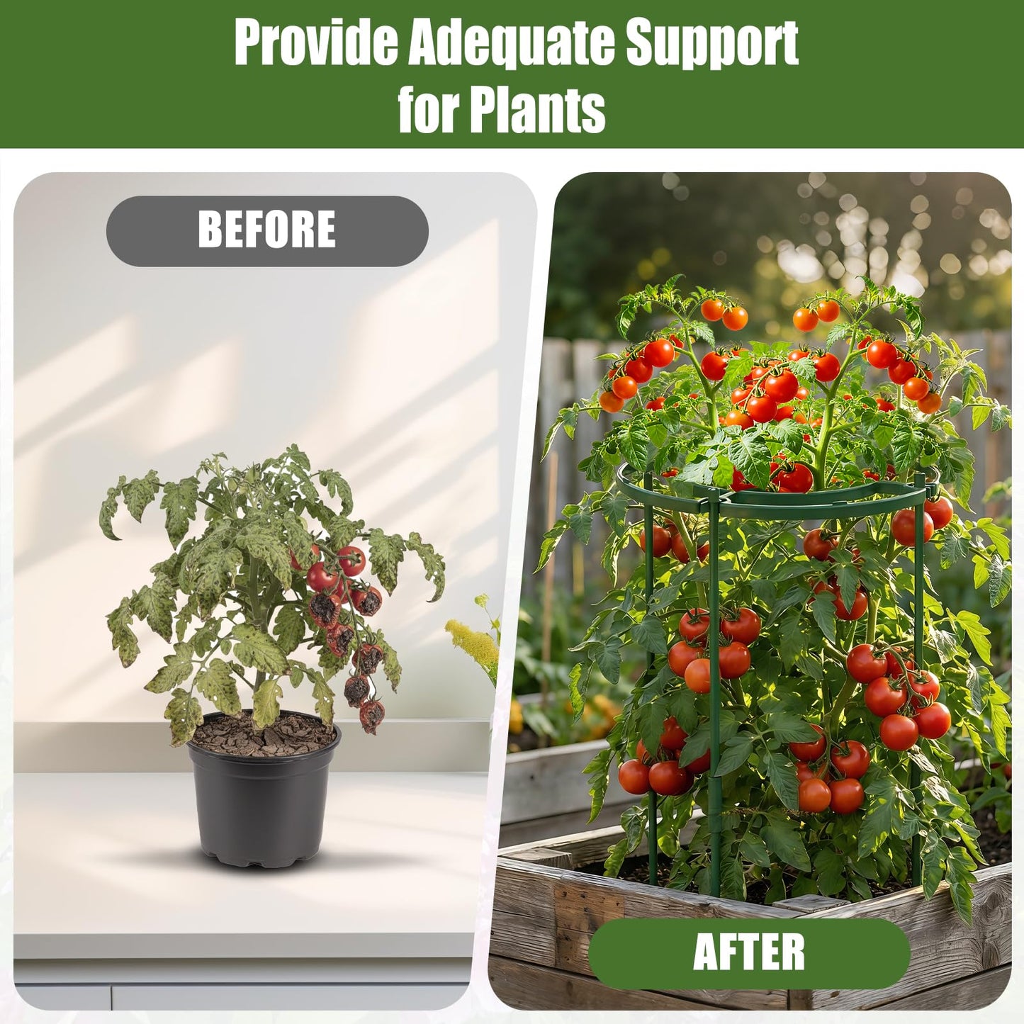 4 Pack Peony Cages and Supports, 11.8" D x 25" H Plant Supports for Outdoor Plants, Peony Support Cage Flower Support Rings, Plant Support Ring for Rose Tomato Hydrangea Strawberry