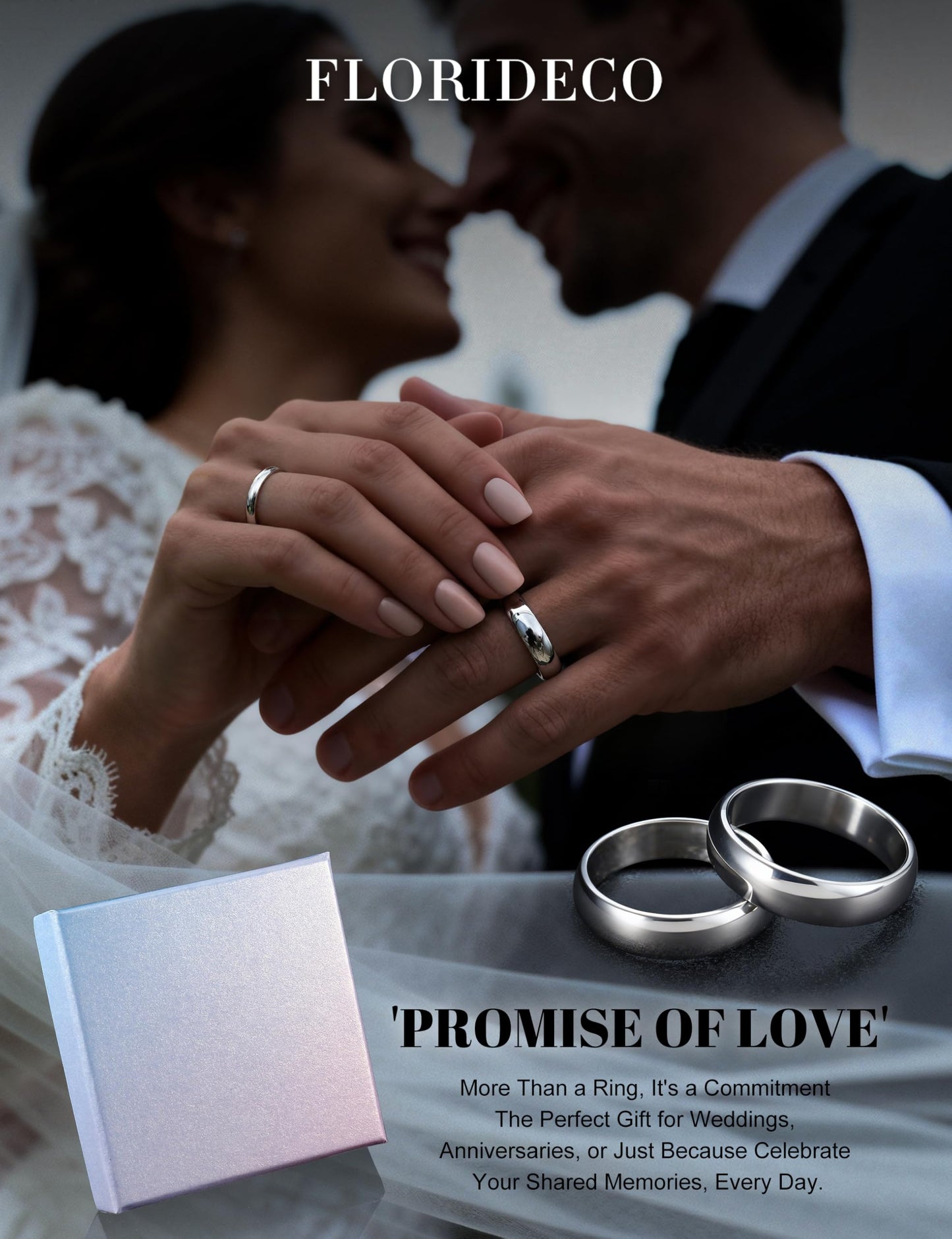 Florideco 10mm Stainless Steel Ring Wedding Bands for Women Mens Ring Wedding Band Plain Dome High Polished Size 10