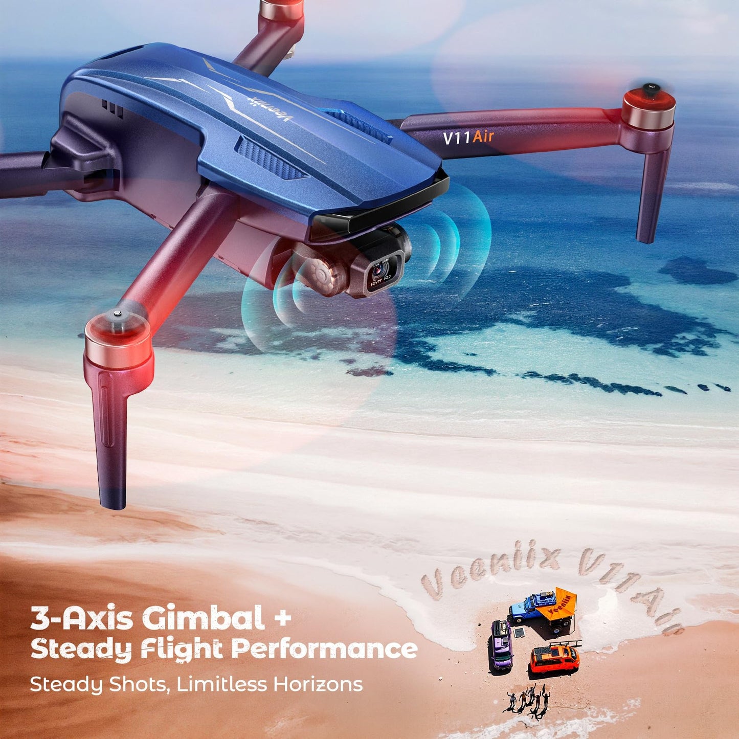 V11Air Drone with 6K UHD Camera for Adults, 3-Axis Brushless Gimbal, 4K/30FPS Video, 70Mins Flight Time with 2 Batteries Professional Quadcopter, 10000ft FPV Digital Transmission and Auto Return