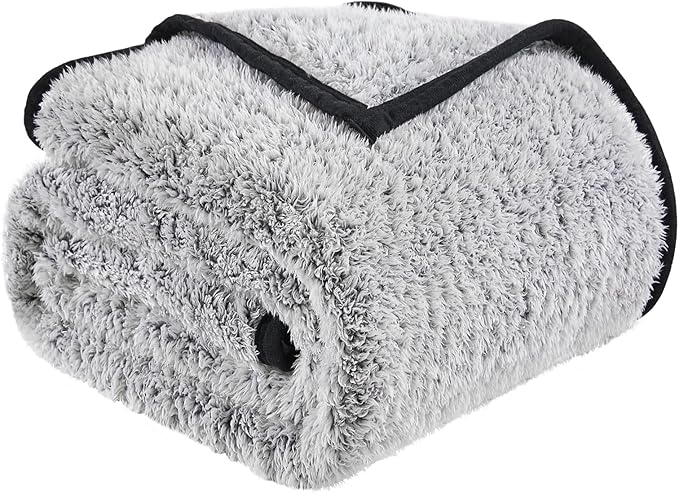 EMME Fuzzy Blanket Soft Fleece Throw Blankets for Women, Fluffy Sherpa Throws(Black,90"x90")