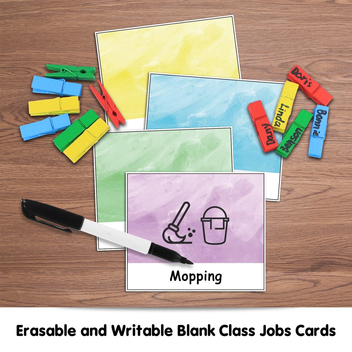 ABCxGOOD Class Jobs Pocket Chart Class Management Educational Pocket Chart Teacher's Helper, Preschool Classroom Must Haves Supplies, Great for Classroom Homeschool. (Black) (Black, 29.5"*10")
