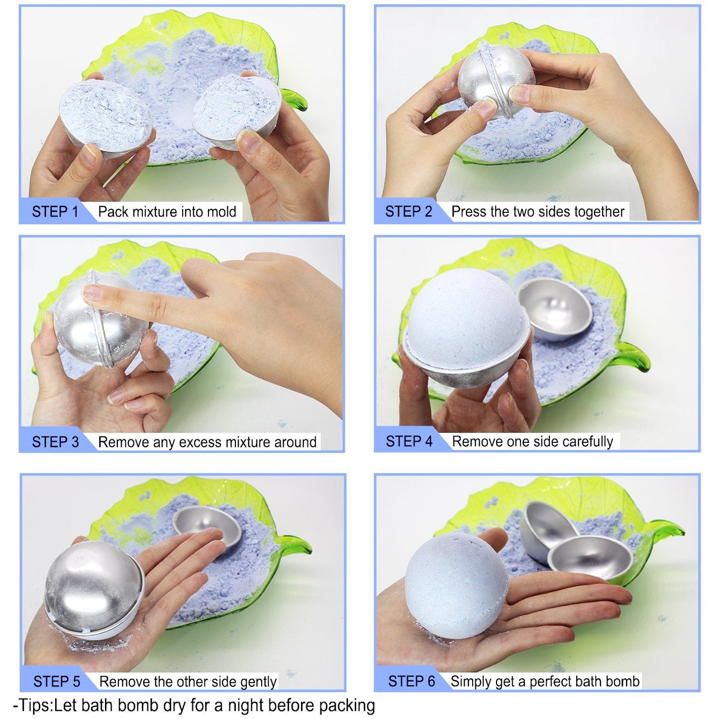 Bath Bomb Mold Set with Soap Colorant,Shrink Wrap Bags - Food Grade Skin Safe Soap Dye for DIY Bath Bomb Making Supplies Kit - Liquid Bath Bomb Dye for Soap Coloring - with Instructions