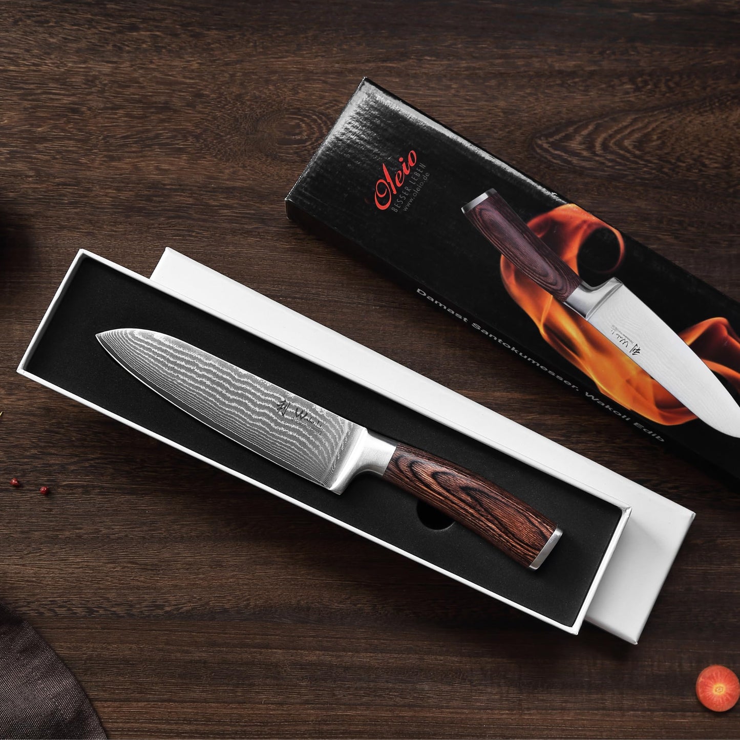 Wakoli EDIB Damascus Santoku Knife – 6.7-Inch Japanese-Style Kitchen Knife, 67-Layer Damascus Steel Blade with VG10 Core, Ergonomic Pakkawood Handle – Professional Cooking Knife in Elegant Gift Box