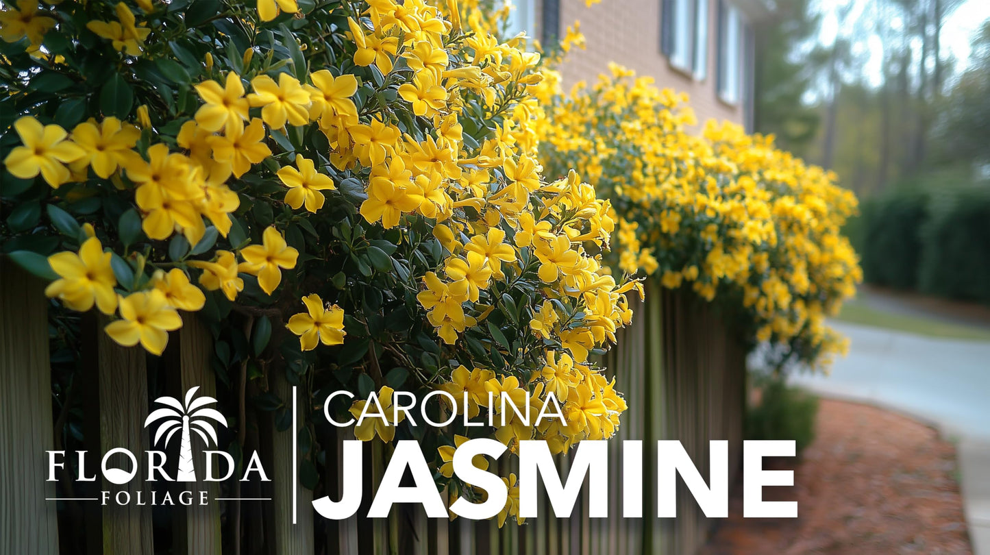 Carolina Jasmine | 1 Large Trade Gallon Size Plants | Gelsemium sempervirens | Evergreen Climbing Vine | Yellow Flowering Landscape Plants