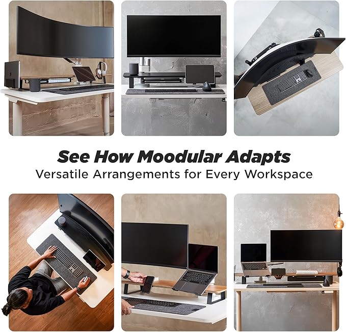 ULTRARM Moodular Add-ons Tablet/Smart Accessory Stand [Accessory Only - Requires Moodular Wooden Monitor Stand Slide Rails for Use] Black MSA-TS