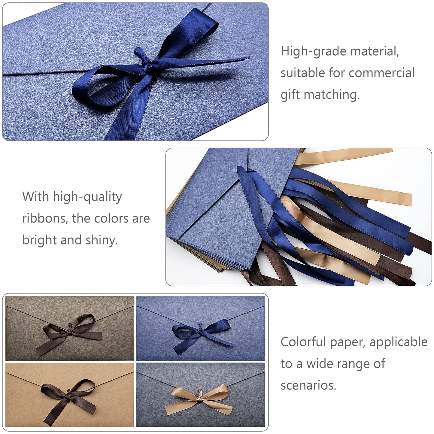 20 PCS Business Gift Card Envelopes, 8 x 4 inch Beautiful Pearlescent Envelopes with Bowknot for Greeting Card, Invitations, Letter