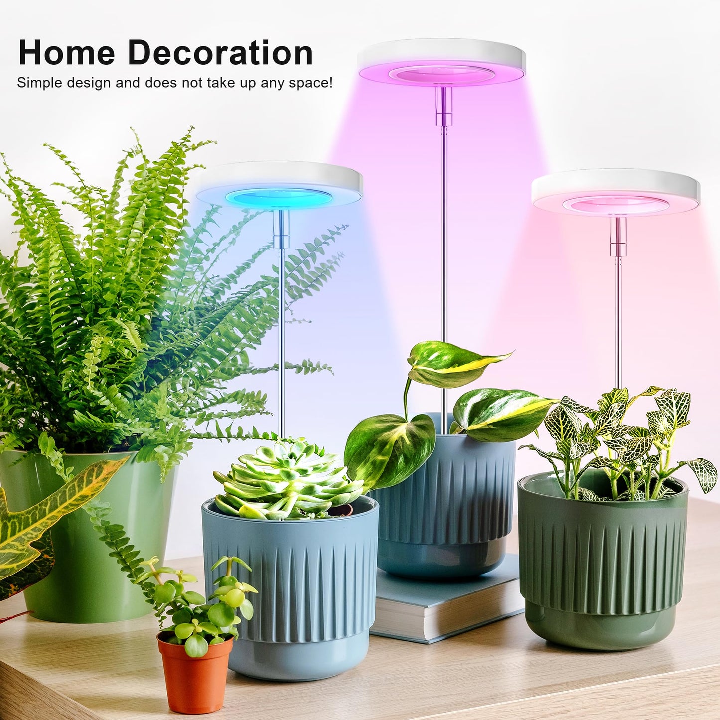 Plants Grow Lights, Full Spectrum LED Plant Lights for Indoor, Height Adjustable Growing Lamps, 3 Optional Spectrums, Auto Timer 3/9/12Hrs, 5 Dimmable Brightness, 2 Pack