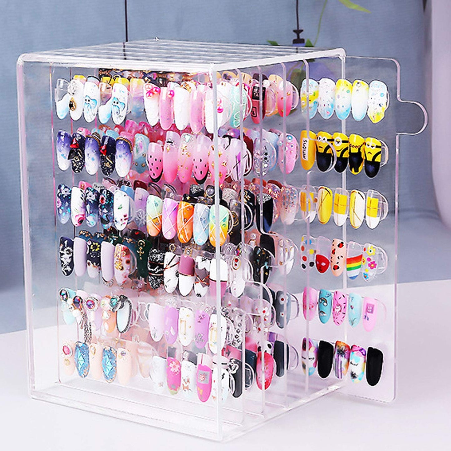 Nail Plate Display Stand, Anti-skid Easy To Disassemble Acrylic Panel Design Manicure Display Stand for Countertops for Cabinet for Decoration and
