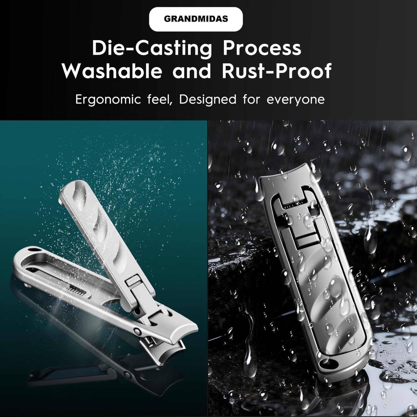 GRANDMIDAS Nail Clipper Set for Women, Professional Nail Cutter with Ergonomic Design, Durable Stainless Steel Nail Clippers for Precise Trimming - Gift for Men, Women and Seniors