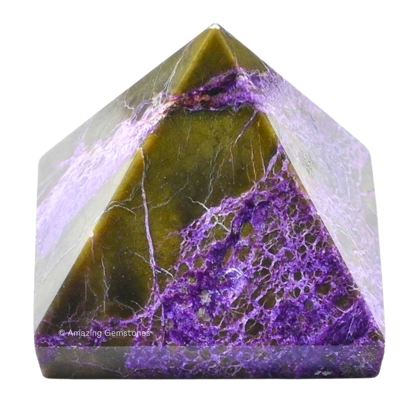 Amazing Gemstone Stichtite Pyramid Crystal Healing Stones - 1.5" Great Pyramid Figurine of Natural Stone Pyramid for Meditation, Reiki, Chakra Balancing and Crystal Pyramids Grid (Stichtite)