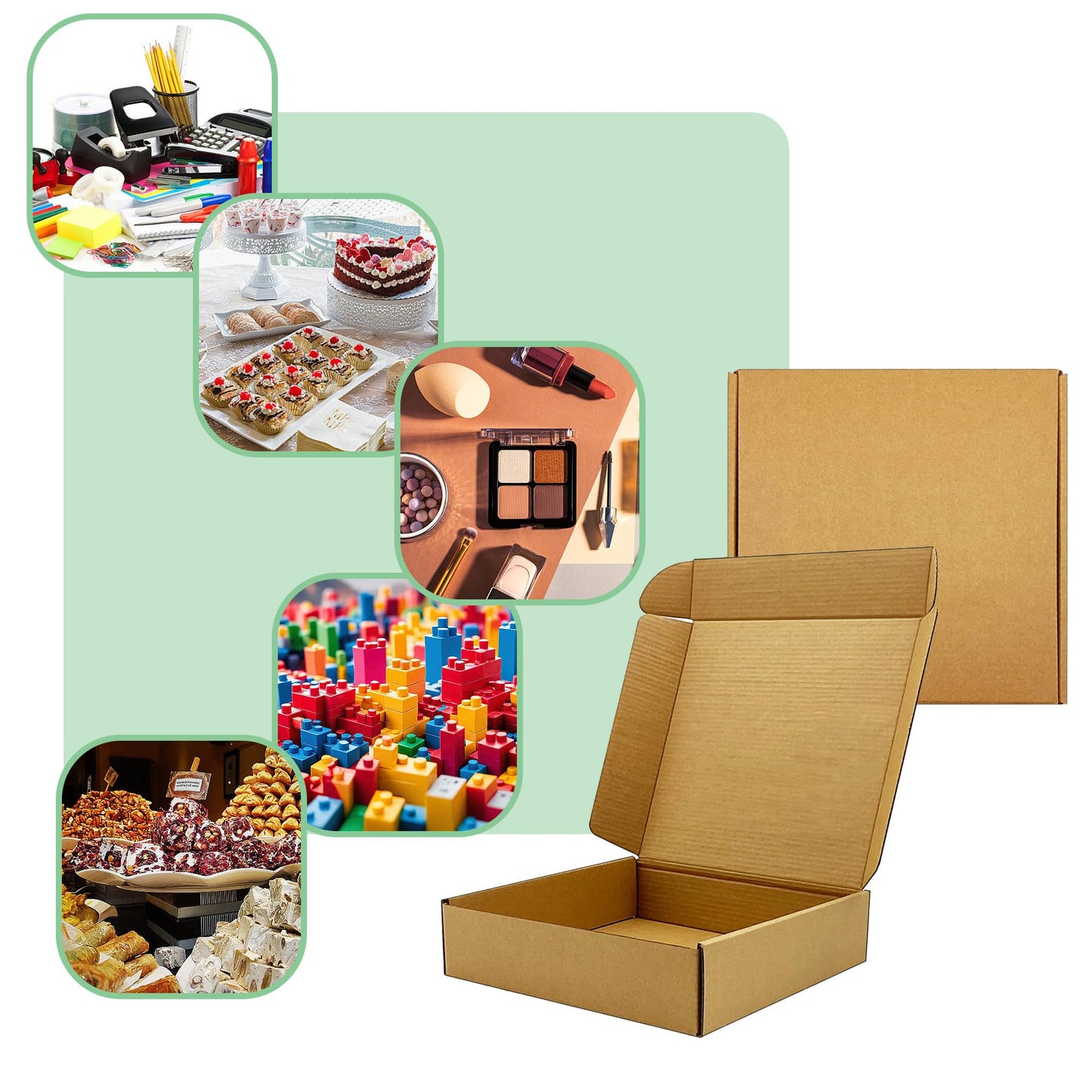 8x8x2 inch Shipping Boxes，Bulk 28 Pack，Brown Corrugated Mailers Cardboard Literature Mailer Box for Packaging Business, Mailing,Moving and Storage，Small Gift Boxes for Wrapping Mailing Present