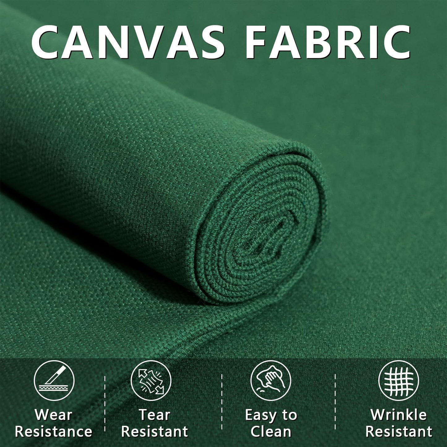 Canvas Fabric, 60" Wide Medium Weight 8 oz Duck Fabric for Quilting, Sewing, Crafts, Painting, Drop Cloths (Hunter Green)