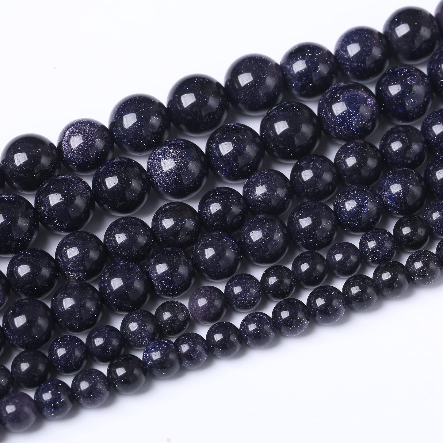 10MM Blue Sand Round Loose Beads Natural Gem Beads Crystal Energy Stone Beads for Jewelry Making DIY Bracelet Necklace