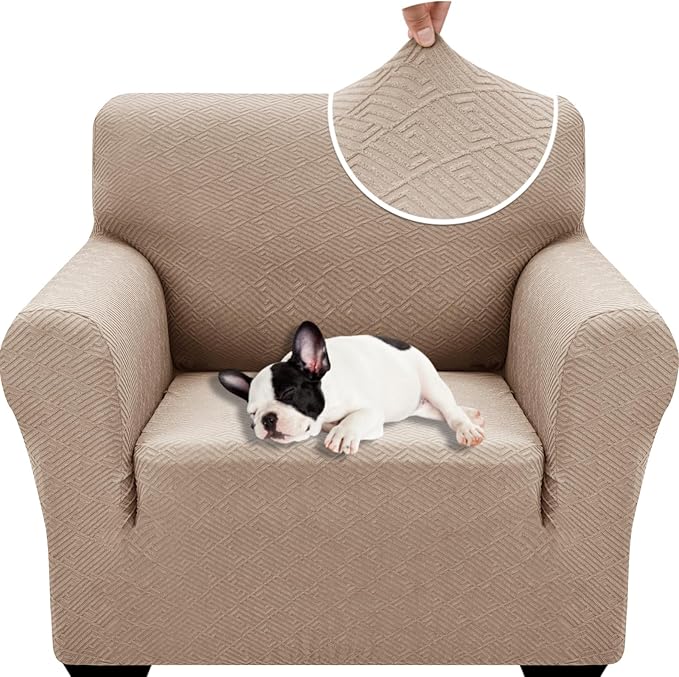 XINEAGE 2026 New Stretch Armchair Covers 1 Piece Chair Slipcovers Chair Protector for Living Room Thick Soft Chair Cover with Elastic Bottom Couch Cover for Pets Kids (31"-46", Khaki)