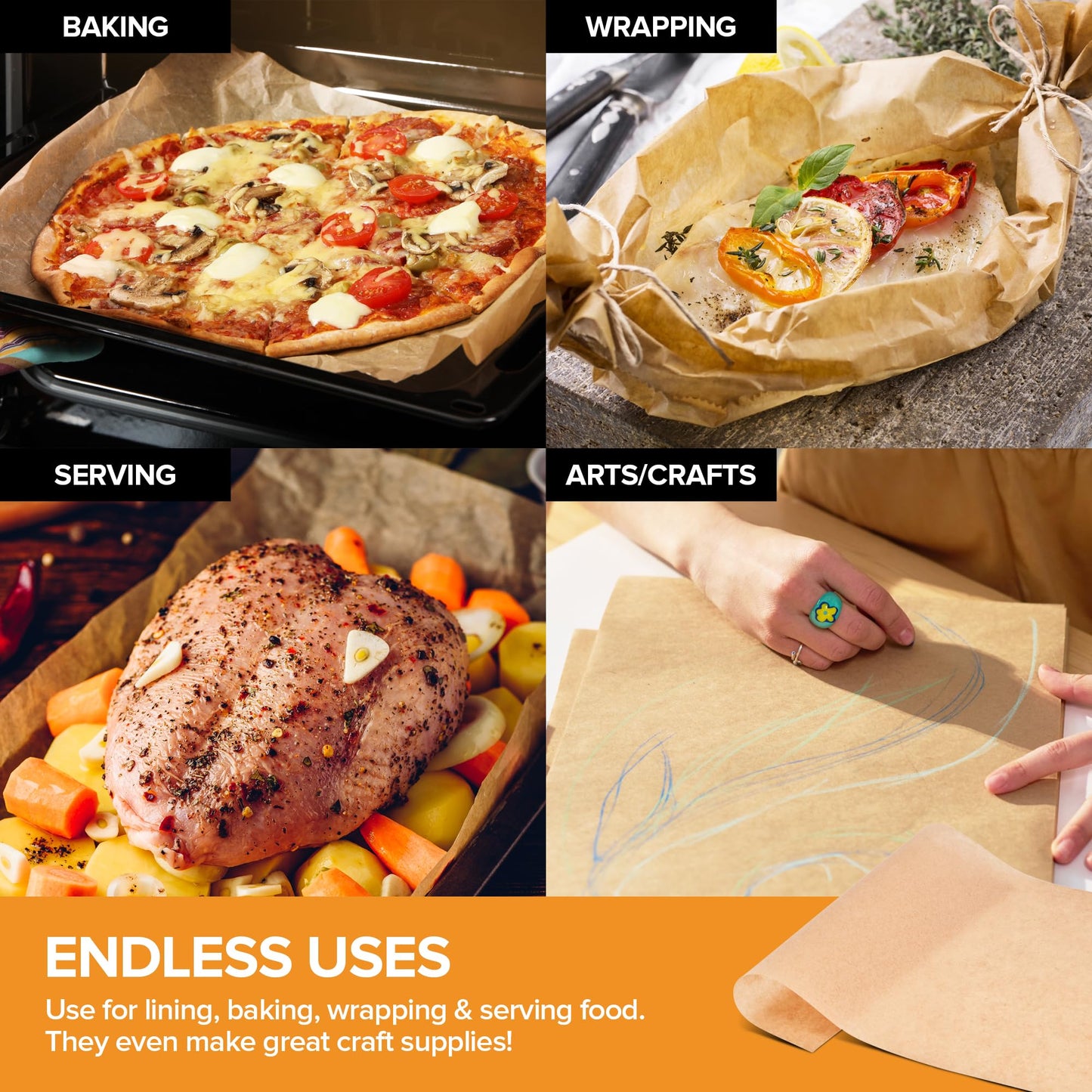 Stock Your Home 150 Ct Unbleached Parchment Paper Sheets, Pop Up Parchment Paper Sheets for Baking, Air fryer Sheets & Oven Liners FOr cookies, Bread, meat, Pizza (10.7”x13.75”)