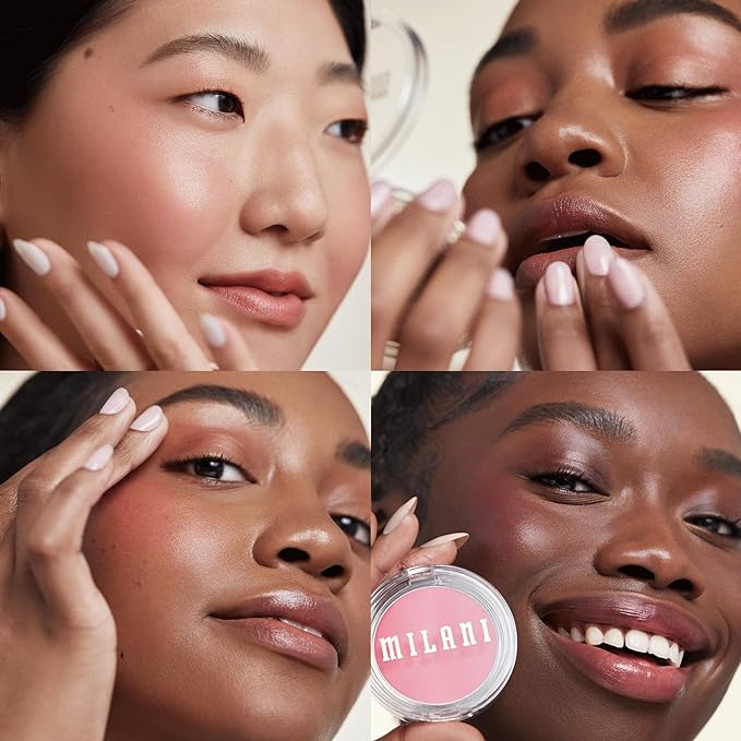 Milani Blush Makeup – Cheek Kiss Cream Blush for Cheeks, Buildable Cream-to-Gel Blusher & Lip Tint, Dewy Natural Color, Hydrating - Merlot Moment