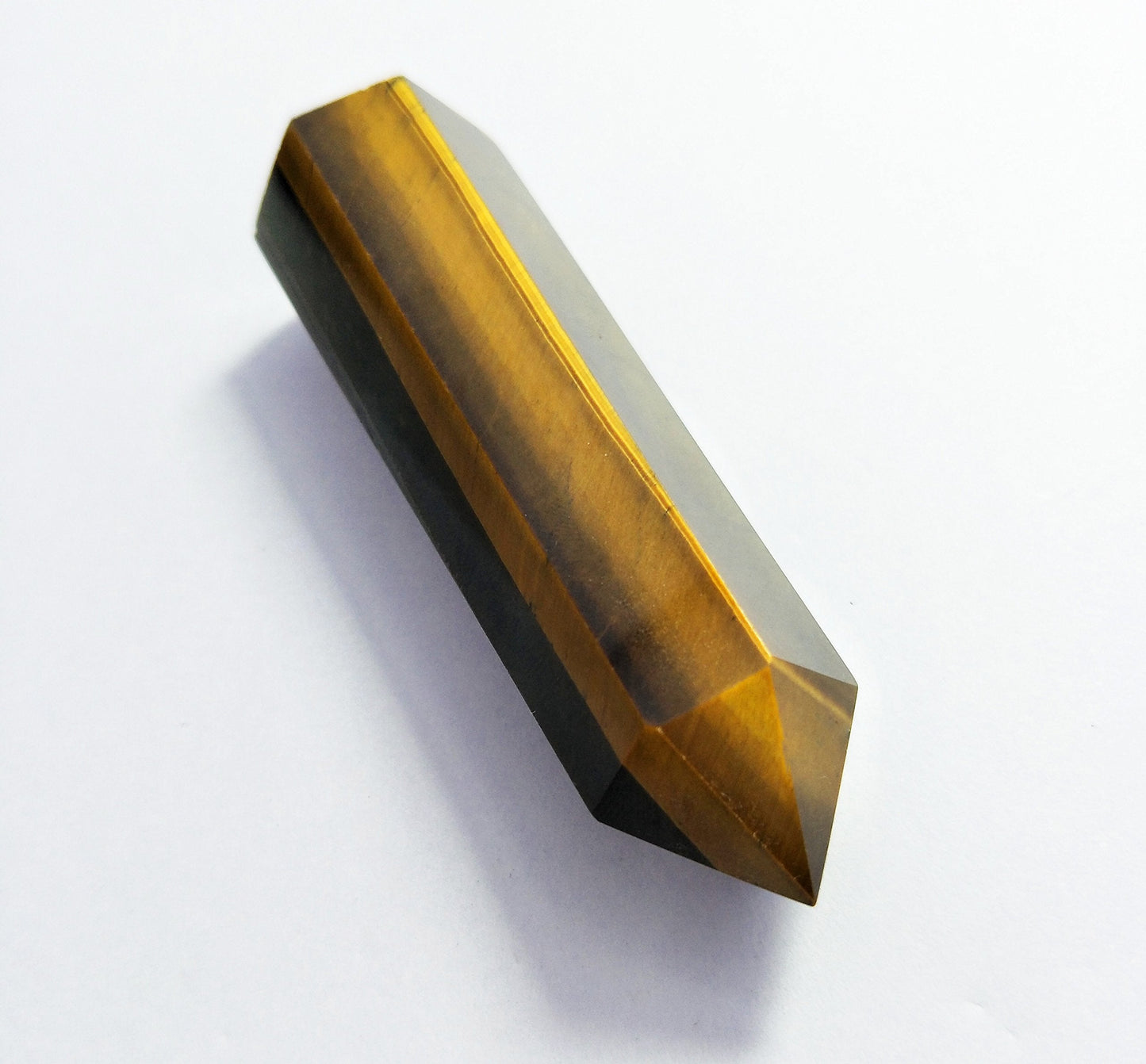 Healing Crystal Wand of Tiger's Eye Pointed & Faceted Prism Bar for Reiki Chakra Meditation Therapy Deco