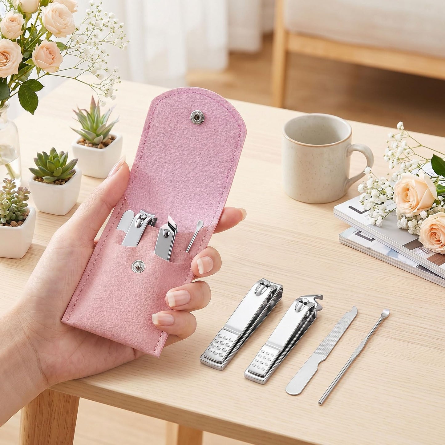 30 Pcs Manicure Kit for Women, Nail Clipper Set with Case, Travel Nail Kit Manicure Set Nail Care Kit Nail Scissors, 4 Mixed Colour Purse Essentials Travel Size Essentials, Manicure Set Women