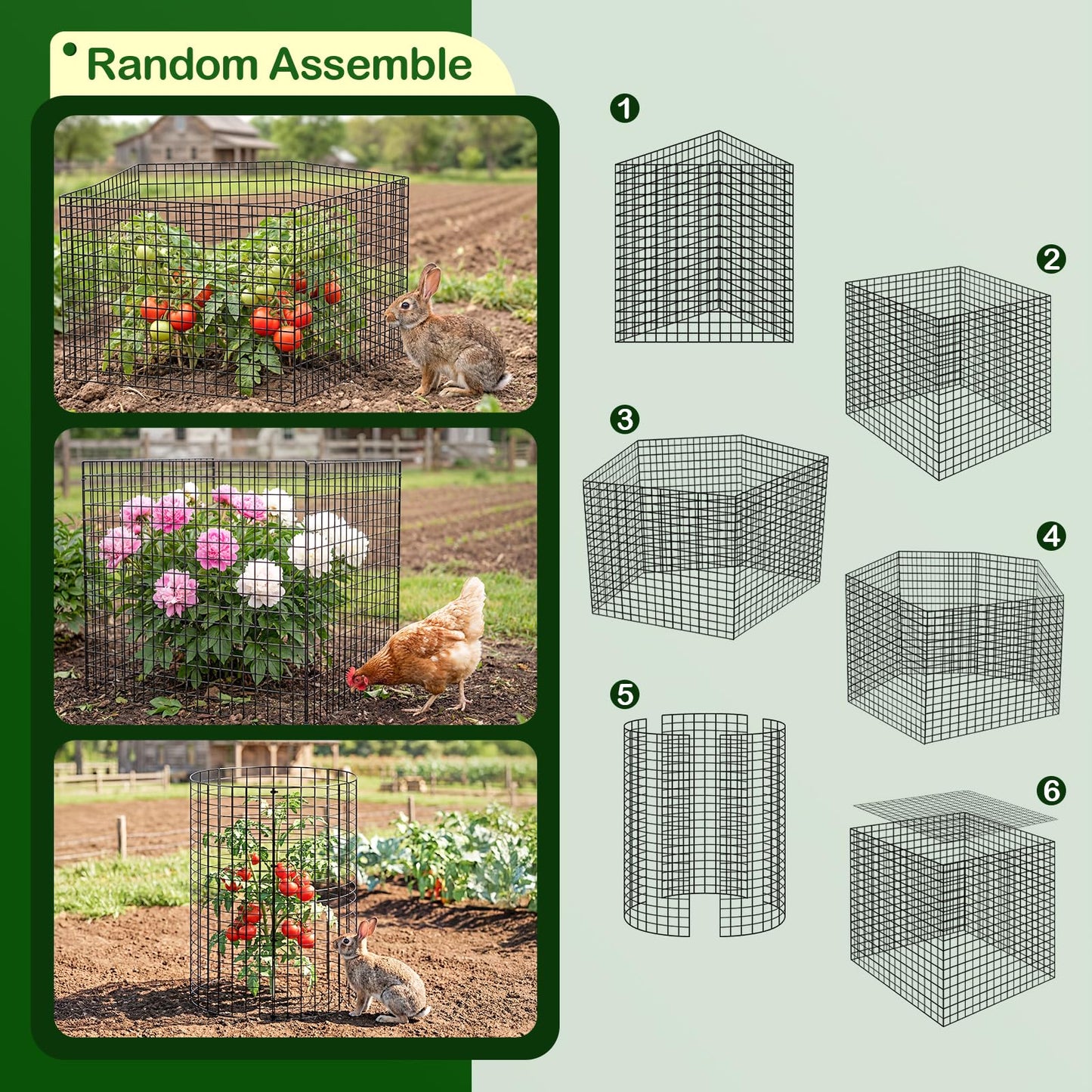 10 Pack Plant Protector from Animals, Wire Mesh Plant Cages for Garden – Sturdy Metal Plant Protectors to Keep Rabbits, Squirrels, and Animals Out– Ideal for Flowers, Outdoor Plants (13'' x 13'')