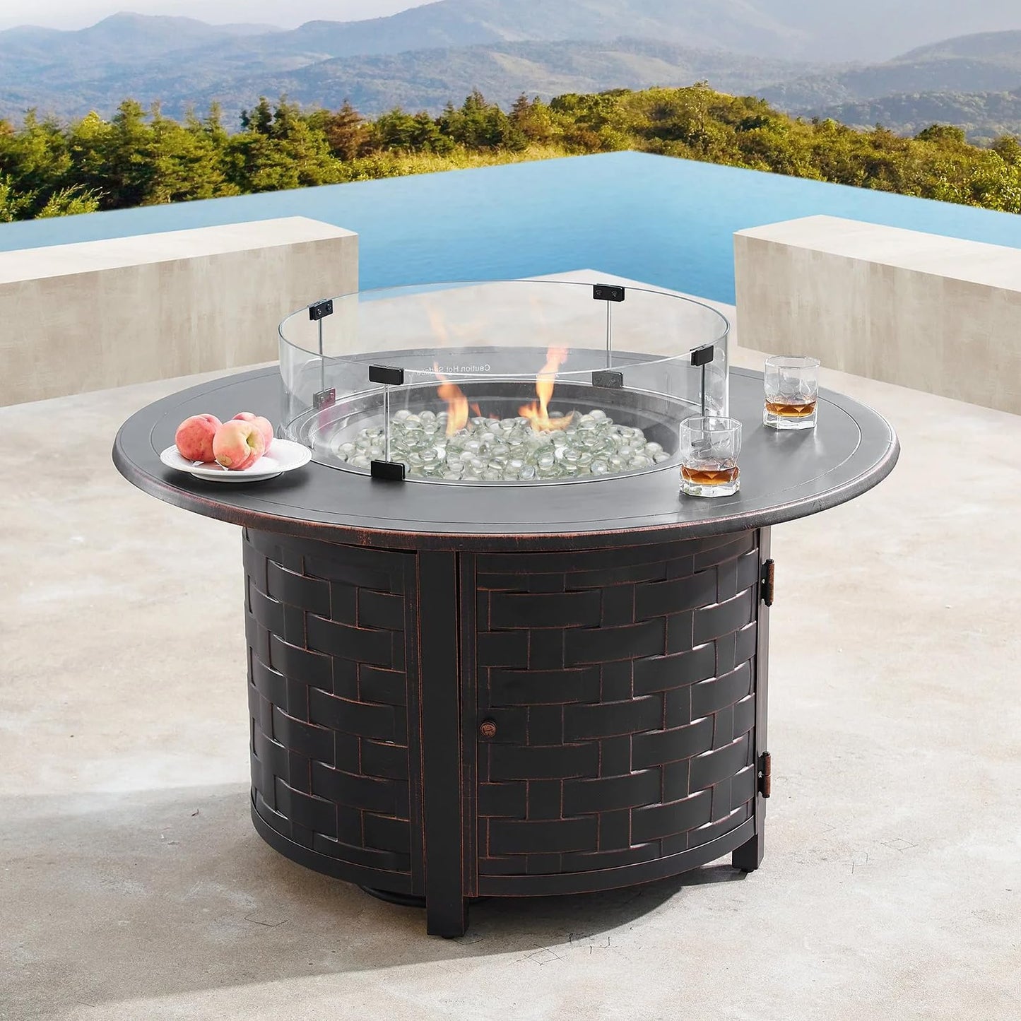 vchin 10 Pounds Firepit Glass, 3/4 Inch Glass Beads, Rocks for Fire Pit Table, Fireplace and Fire Bowl, Crystal Luster